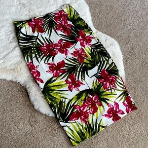 Palm & Lillies Stretchy Pencil Skirt